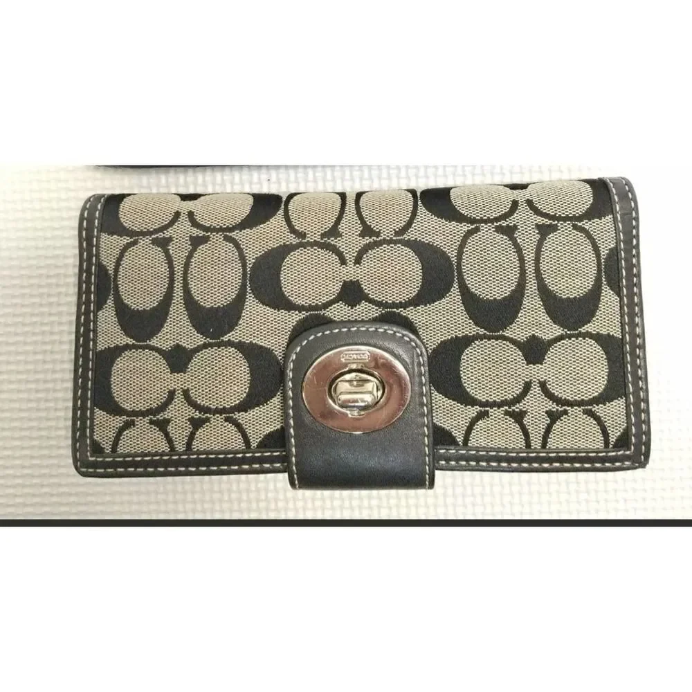 Coach Logo Bifold Wallet with Checkbook.